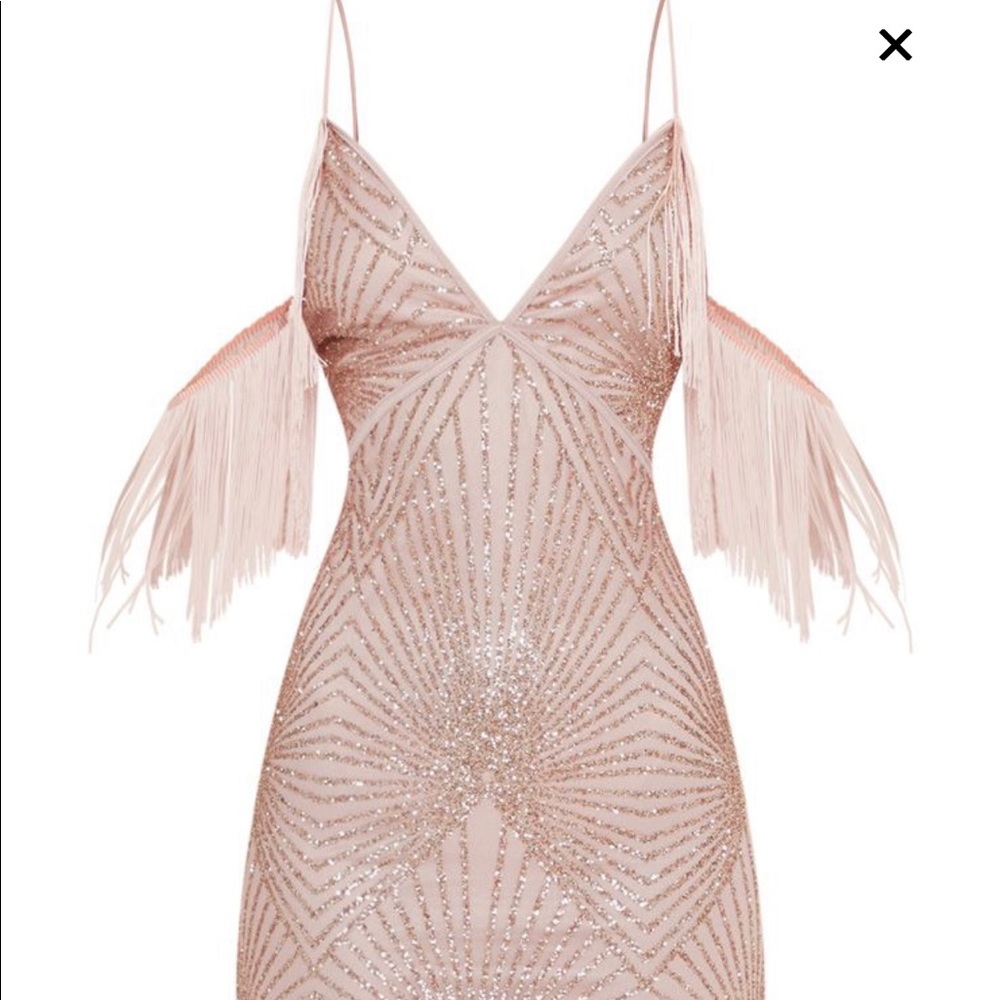 PLT Rose Sequin Tassel Midi Dress
